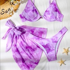 3pack Tie Dye Bikini Swimsuit With Cover Up 👙